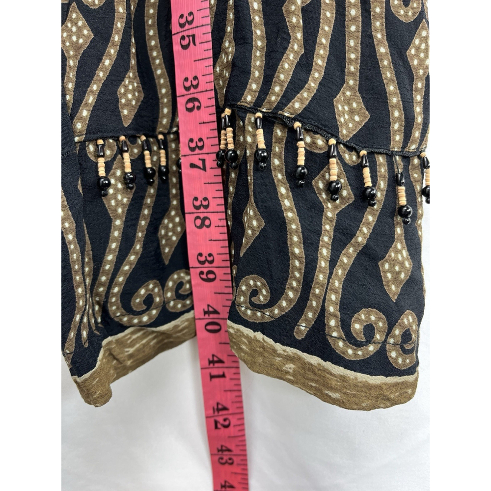 Caribbean Pacific Boho Wide Leg Pants Black Gold Beaded Rayon Size L - Picture 14 of 16